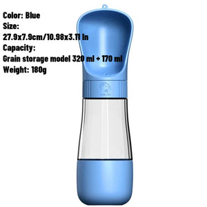 Portable Pet Water Bottle with Dog Food Storage