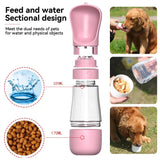 Portable Pet Water Bottle with Dog Food Storage