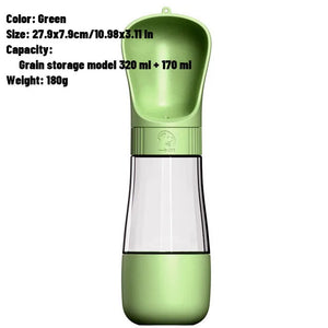 Portable Pet Water Bottle with Dog Food Storage