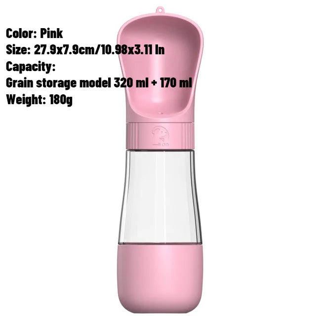 Portable Pet Water Bottle with Dog Food Storage